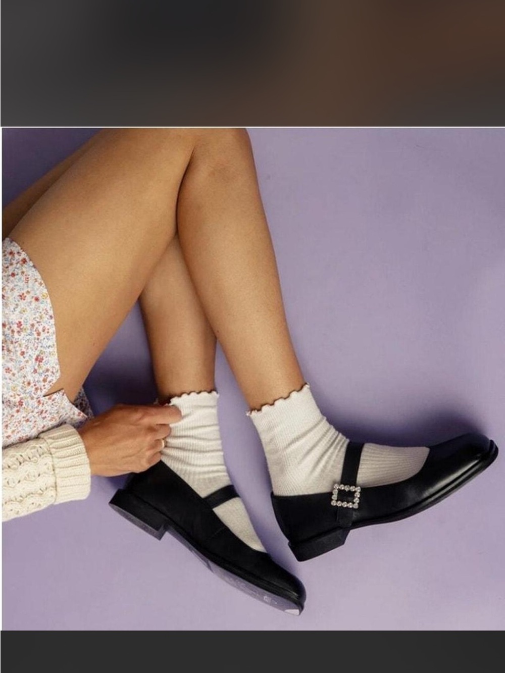 Free People Black Mary Jane Flats with Crystal Buckle Accent - Picture 3 of 8
